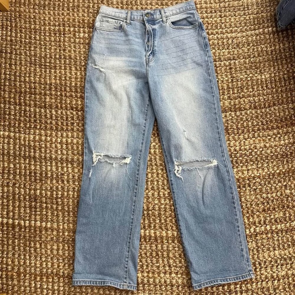 Windsor High-Rise Distressed Boyfriend Jeans Wide Leg (11 Womens)